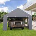 13x20FT Heavy Duty Portable Garage, Waterproof Carport with 5 Roll-Up Ventilated Windows & Removable Sidewalls, Garage Tent Shelter with 220G PE Tarp Cover for Temporary Paint Booth, Boats&Pickups