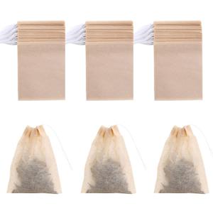 400 Pack Disposable Drawstring Tea Filter Bags Safe & Natural Unbleached Paper Tea Infuser Drawstring Empty Bag for Loose Leaf Tea (8 x 10cm, Natual Color)