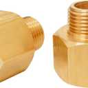 2 Pack Brass Pipe Fittings, 1/2" NPT Female to 3/8" NPT Male Reducer Adapter, Solid Brass Pipe Extension Connectors, Thread inner diameter from 3/4 inch to 5/8 inch outer diameter