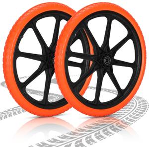 Upgraded 20x1.95" Flat Free Tires Compatible with rubbermaid Wheelbarrow Wheels, 20" Flat Free Tires with 5/8" Bearing Replacement for rubbermaid Cart Wheels/Big Wheel Utility Carts (Orange)