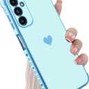 KANGHAR Compatible with Samsung A14 5G Case for Women Girl, Plating Edge Cute Love Heart Soft TPU Bumper with 4 Corners Shockproof Protection Phone Case Cover for Galaxy A14 5G(Blue)