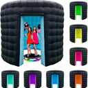 Inflatable Photo Booth Enclosure 10x10x9FT for 360 Photo Booth Machine, Portable 16 Colors LED Dimmable Shooting Photobooth Tent with Remote, 2 Doors, Inner Air Blower for Wedding Birthday Parties