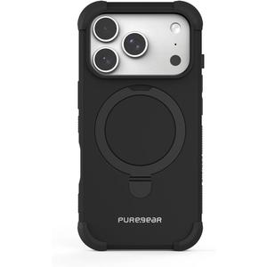 PureGear Case for iPhone 17 Pro (2025) 6.3", Military Tested and Approved Magnetic Phone Grip Case, MagSafe Compatible, Heavy-Duty Durable Protective iPhone 17 Pro, Built-in Kickstand, Black