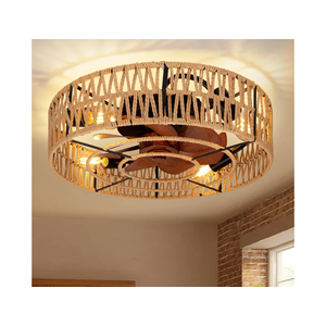 2-in-1 Low Profile Ceiling Fan with Light, 20” Caged Boho Safety Design for Kids - 3000K, Smart APP/Remote Control, Quiet Flush Mount DC Motor, Ideal for Bedroom/Kitchen Farmhouse Style