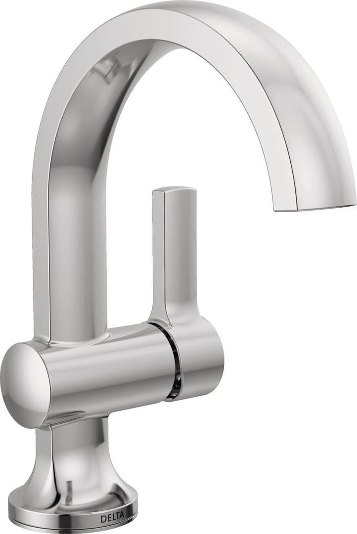 Delta Albion Chrome Bathroom Faucet 1 Hole, Single Hole Bathroom Sink Faucet for Vanity, Metal Push-Pop Drain Assembly, Chrome 15855LF