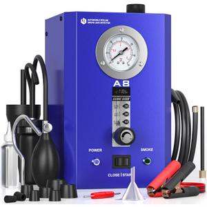 Automotive Smoke Machine Leak Detector, EVAP Smoke Machine Leak Tester for All 12V DC Vehicles in Vacuum, Fuel Diagnostic Pipe System, Built-in Air Pump and Pressure Gauge, Flow Meter Dual Mode