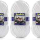 Chunky Chenille Yarn for Crocheting - 3 Pack of 100g/3.5oz - #6 Super Bulky - Polyester - Baby Blanket Yarn for Crochet Amigurumi Blankets (3, Pure White)
