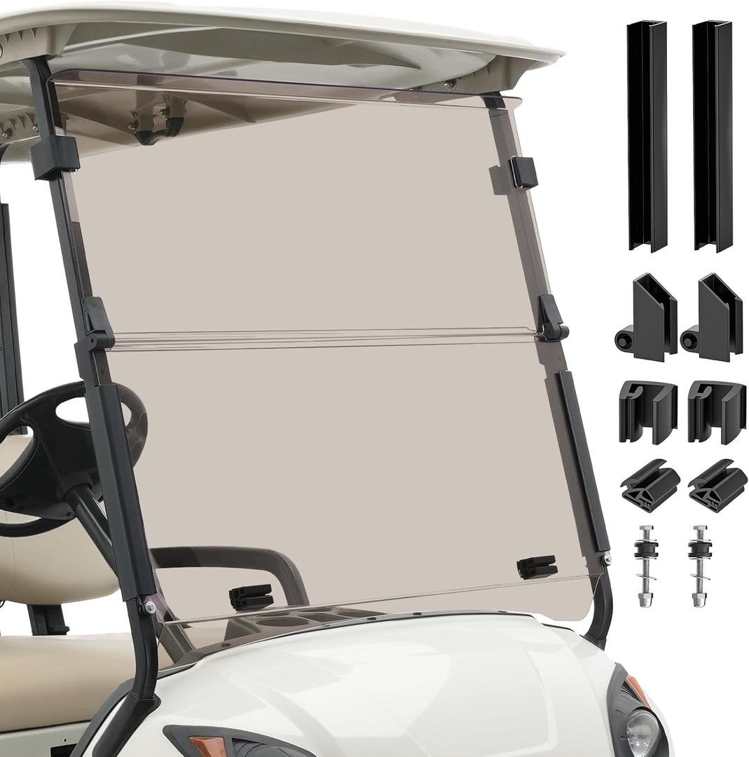 CLUBRALLY Golf Cart Windshield,Compatible with 2007-2016 Yamaha G29/Drive Gas & Electric Models,Includes Duty Hinges,Anti-UV & Impact Resistant,Windshield Replacement with Mounting Hardware