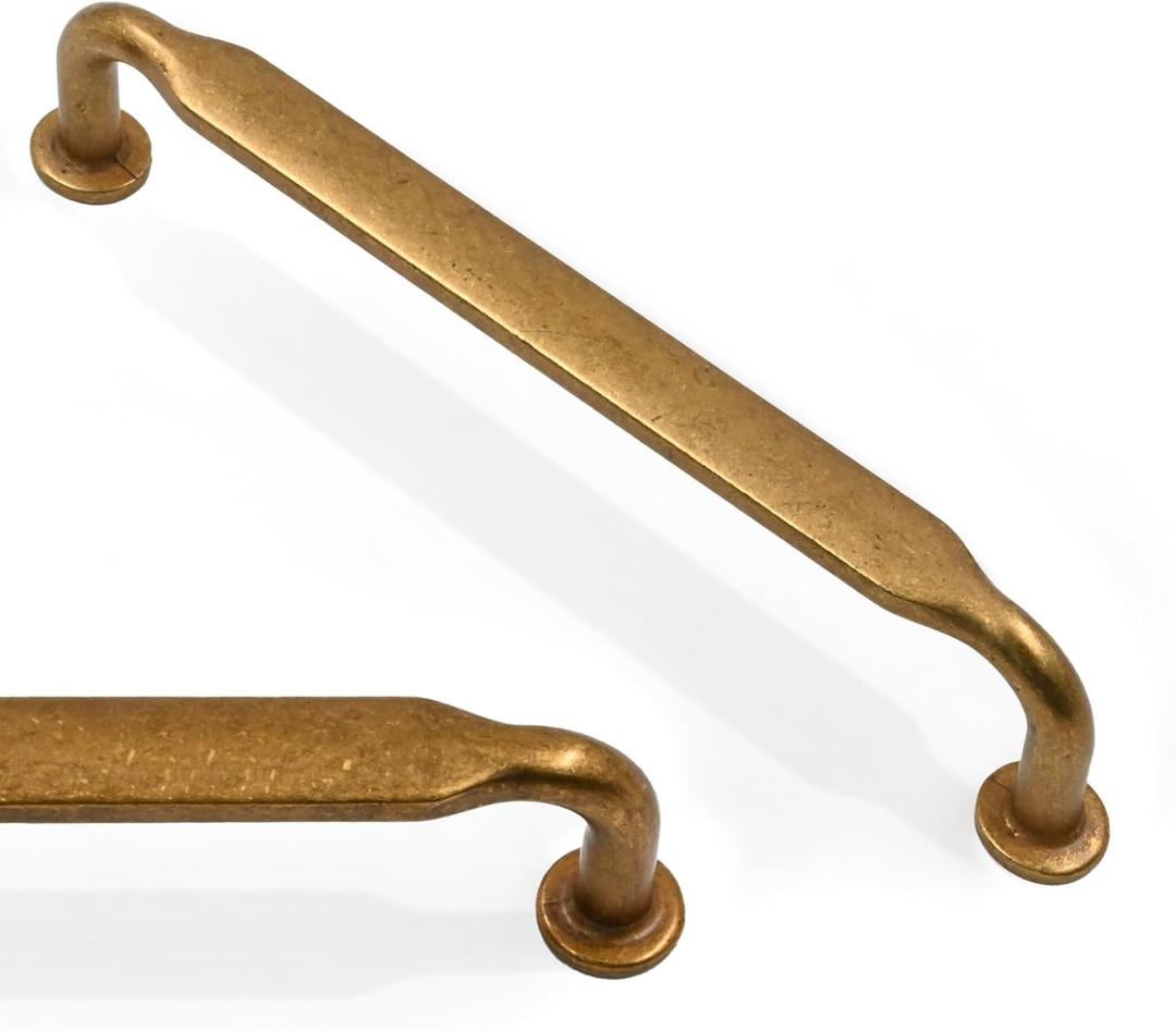 10 Pack Antique Brass Cabinet Pulls 5 Inch(128mm) Kitchen Cabinet Handles Solid Zinc Alloy Cabinet Hardware Drawer Pulls (5" Hole Center)