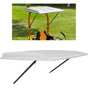 ECOTRIC Lawn Tractor Sun Shade, Top Canopy Compatible with John Deere Tractors with ROPS, White Sun Shade Canopy W/Mounting Brackets, Reduce Heat and Glare with This Umbrella Canopy