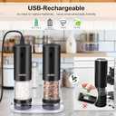 Rechargeable Electric Salt and Pepper Grinder Set with Storage Base, Automatic Mill Grinder Set Adjustable Coarseness Rechargeable Battery Power Spices Shaker for Kitchen Restaurant Picnic Pack of 2