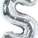 TONIFUL 40 Inch Large Silver Letter S Balloons Helium Balloons,Foil Mylar Big Letter Balloons for 2026 New Year Eve Graduation Wedding Baby Shower Birthday Party Anniversary Supplies Decorations