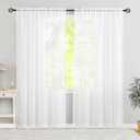 Semi Voile White Sheer Curtains 84 Inches Long 2 Panels Rod Pocket Window Treatment for Living Room Bedroom Dining Room(White 70" W x 84" L)