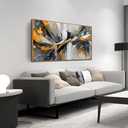 Framed Wall Art for Living Room Bedroom Abstract Modern Artwork Gold Wall Decorations White Pictures 24"x 48"