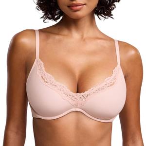 DOBREVA Women's Unlined Plunge Bra Lace Underwire 36DD