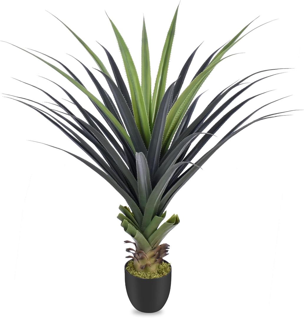 4ft Artificial Spiked Agave Plant, 48" Faux Agave Plants Indoor Small Floor Plant Perfect for Front Porch, Patio, Indoor Home, Office Decor 1pcs