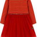 Bumeex Girl's Long Sleeve Dresses Cotton Christmas Cute Embroidery Applique Swing A-Line Casual Tunic Playwear 2-13 Years (Red)