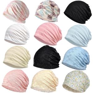 Jemis Skullies Beanies Thin Bonnet Cap Autumn Casual Beanies Hat (12 Pack Lace 03)