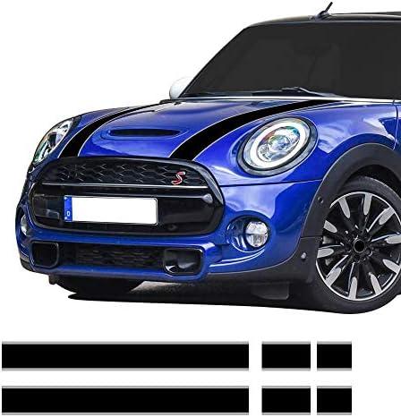 Car Styling Hood Bonnet Stripes Sticker Trunk Rear Engine Cover Vinyl Decal Stickers for Mini Cooper R56 R57 F55 F56 Accessories (Black-Gray)