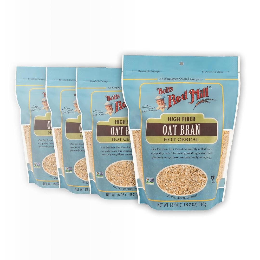 Bob's Red Mill Oat Bran, 18oz (Pack of 4) - Non GMO, Vegan, Kosher, BBD: 12 Jun 2027