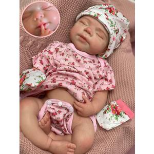 18inch Open Mouth Full Body Silicone Baby Dolls,Lifelike Soft Solid Silicone Newborn Doll Anatomically Correct Girl Dolls-Pascale