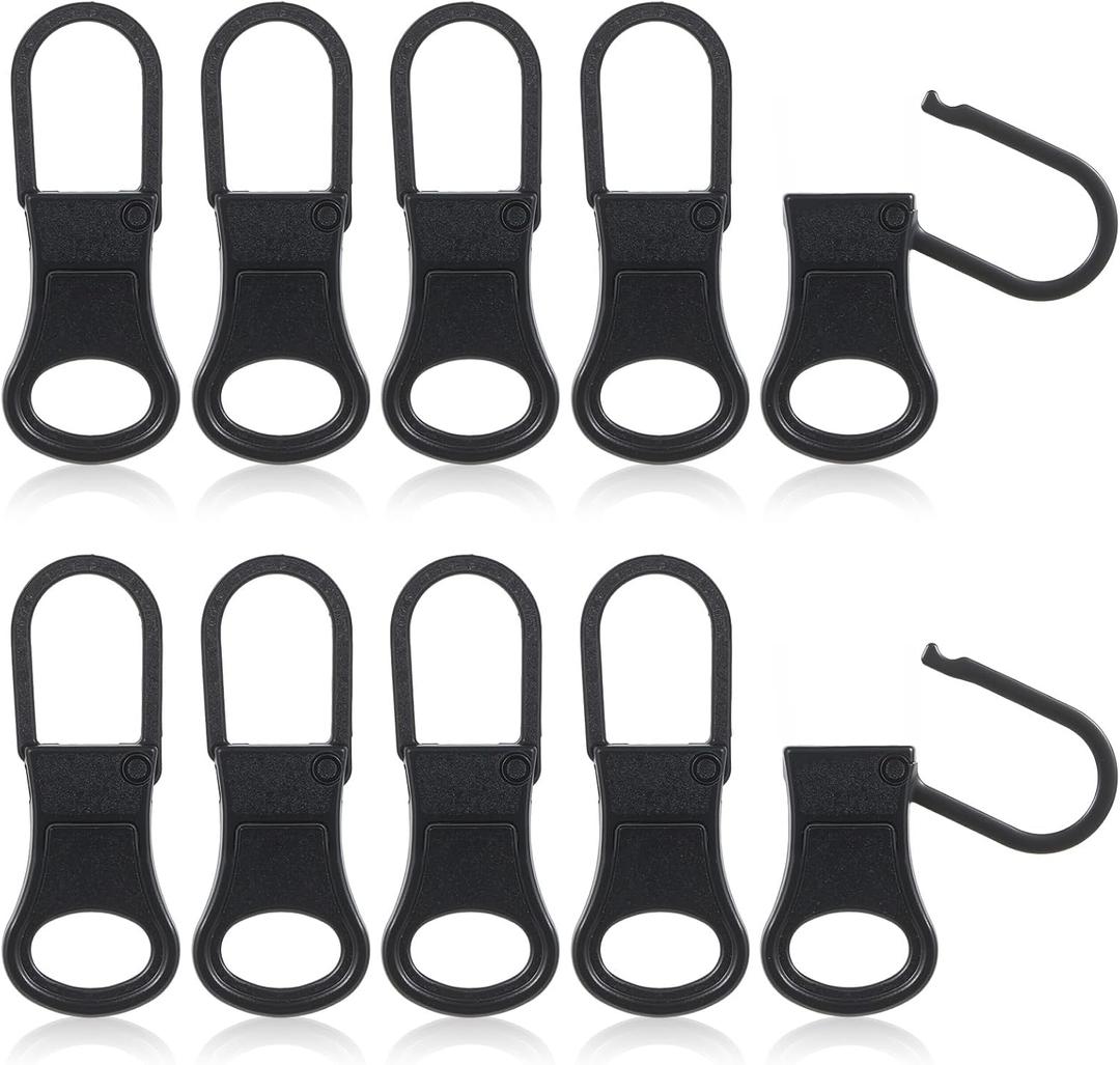 Detachable Replacement Zipper Pull Tab, 10 PCS Metal Zipper Pull Replacement Zippers Repair Kit Zippers Clips for Jackets, Jeans, Backpacks, Boots, Purses, Coat, Pants, Suitcase, Purses, Small Holes