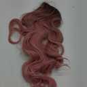 Qihang Pink Wigs: Long Wavy Curly, No Lace, Ombre Black to Pink, Synthetic Wigs With Middle Part (24inch)