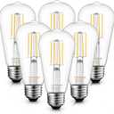 Lumiverse Edison Bulbs 60W Equivalent, Dimmable LED Light Bulbs, CRI 90+, Vintage E26 Lightbulbs, Natural White 4000K, ST19 ST58, 5.5W, Antique Clear Glass, 6 Pack