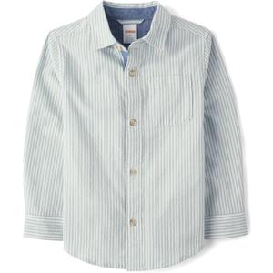 Gymboree Boys' and Toddler Long Sleeve Button Up Shirt (10, Dusty Robin)