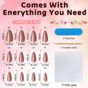 Brown Red Press on Nails Almond with Nail Tabs,120pcs Medium Almond Press on Nails,12 Sizes Glossy Brown Red Medium Fake Nails, Full Cover Acrylic Nails Press ons for Women