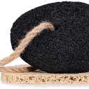 2-Pack Natural Lava Pumice Stone for Feet & Hands Callus & Corn Remover for Cracked Heels, Hard Dry Skin Exfoliator, Volcanic Foot Scrubber Pedicure Tool (Black)