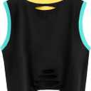 Remidoo Crop Tops for Women Casual Cropped Tank Top Summer Sleeveless Shirts (Black, XL)