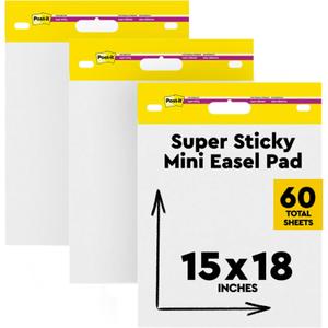Post-it Self-Stick Mini Easel Pad, 15 in x 18 in, 20 Sheets/Pad, 3 Pads, Great for Virtual Teachers and Students (577-3PK)