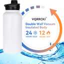 32 oz Insulated Water Bottle with Straw Lid & Wide Mouth Lids, Stainless Steel Sports Water Bottles, Double Walled Vacuum, Leak Proof, White