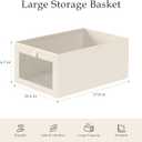 Criusia Closet Organizers and Storage, 4 Pack Linen Closet Baskets with Mesh Window for Organization, Foldable Closet Organizer for Clothing, Towels, Toys, Nursery, Books, Shelves, Beige