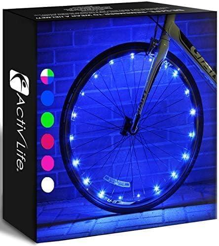 Activ Life 2-Tire Pack LED Bike Wheel Lights with Batteries Included, Get 100% Brighter and Visible from All Angles for Ultimate Safety and Style (Blue)