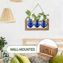 Plant Terrarium Propagation Stations Hydroponics Home Garden Decoration Gift for Women with Wooden Stand Heart Shaped Colored Glass Vase