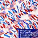 50FT 4th of July Patriotic Tinsel Garland Decorations, Red White and Blue Tinsel with Flag Metallic Glitter Hanging Garland for Memorial Day 4th of July Independence Day Indoor Outdoor Decor