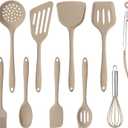 CAROTE Kitchen Utensil Set for Nonstick Cookware, Heat Resistant Silicone Cooking Utensils Set 10pcs, Brown, Oderless Spatula, Turner