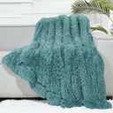 GONAAP Fuzzy Faux Fur Throw Blanket Twin Size Light Teal Super Soft Cozy Plush Fuzzy Shaggy Blanket for Couch Sofa Bed (Light Teal, Twin(60"x80"))