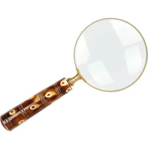 Handheld Magnifying Glass/Brass Magnifier with Elegant Handle for Precise Reading and Inspection (Design 3)