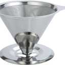Pour Over Coffee Dripper, Stainless Steel Coffee Filter, Fine Mesh Double Layer Design of Manual Reusable Cone Coffee Filters, Paperless Pour Over Coffee Maker (Double mesh 1-4 cups silver)