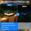 Brightever 4x4 3.5x3.5 Solar Post Cap Lights 12-Pack, Outdoor Solar Powered Fence Post Lights, Black Solar Waterproof Deck Post Lights for Vinyl/Wood Posts, Warm/Cool White, Perfect for Garden Patio