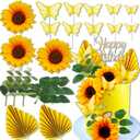 LaVenty Sunflower Birthday Cake Decoration Sunflower Baby Shower Cake Topper Girl Sunflower Party Supplies Sunflower Cake Topper Wedding