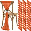 Teruntrue Cheesecloth Chair Sashes Aisle Decorations 50 Packs, Chair Decorative Chair Cover Chair Sashes 70 Inch for Wedding Reception Party Hotel Decoration(Burnt Orange)