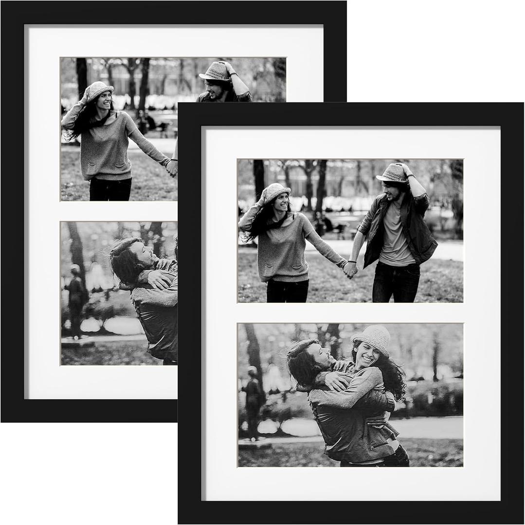 eletecpro 8x10 Set of 2 Picture Frame Collage with Mat Display Double 4x6 Photos or 8x10 Photo without Mat, Lightweight Frame and Acrylic Cover Multi Collage Frames for Wall Decor and Tabletop