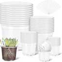 VOKOY 40 Pack 5/4/3/2.75 Inch Clear Nursery Pots with 40 Plant Labels, Clear Plant Pots with Drainage Hole Plastic Transparent Variety Pack Garden Flower Seedling Pot Small Planter Containers