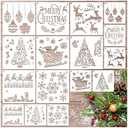 Pack of 2, Christmas Stencils for Crafts Reusable Christmas Holiday Window Snow Stencil for Painting on Wood Glass Wall Furniture DIY Ornament Door Hanger Sign (crafts16)