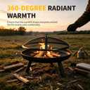 23inch Portable Fire Pit with Fire Poker and Spark Screen, 2 in 1 Small Round Outdoor Fireplace for Outside Heating, Bonfire Party, Camping, Backyard, Patio, Garden, RV Trip
