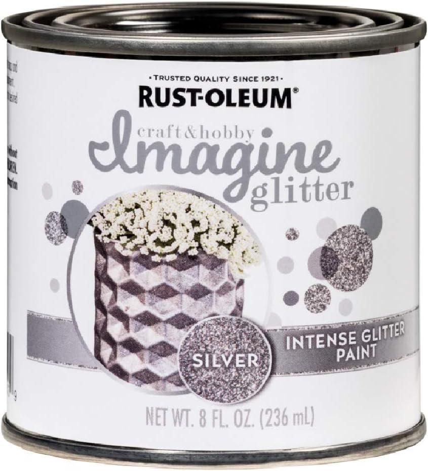 Rust-oleum 345699 Intense Glitter Paint, Silver 8 Fl Oz (Pack of 1)